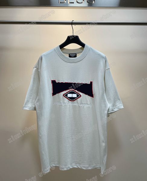 

xinxinbuy men designer destroyed tee t shirt paris double letters embroidery wash print short sleeve cotton women gray black xs-l, Black;brown