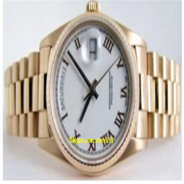 

luxurywatches day date president 18k yellow gold white roman dial 18038 36mm men's sport wristwatches automatic m2238, Slivery;brown