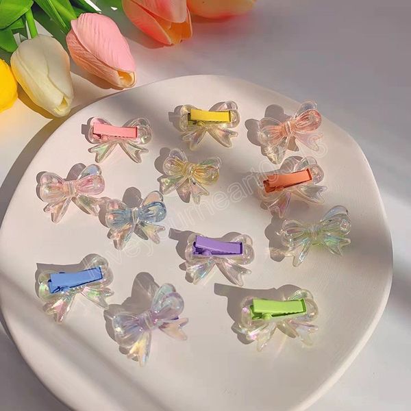 

colorful bowknot mini hairpins for women girls sweet temperament bangs clip girls cute barrettes headwear kids hair accessories, Golden;silver
