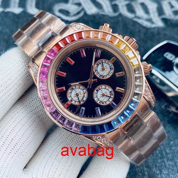 

wristwatches mens watch rainbow di automatic mechanical watches stainless steel strap classic three eyes six needle design scratch resistant, Slivery;brown