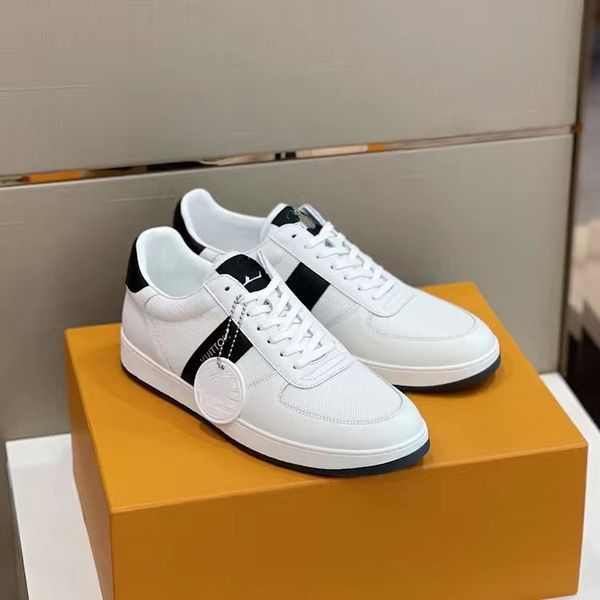 

rivoli shoes men embossed cow leather sneakers rubber outsole designers sneakers low flower casual shoe mens trainer sneaker 22, Black