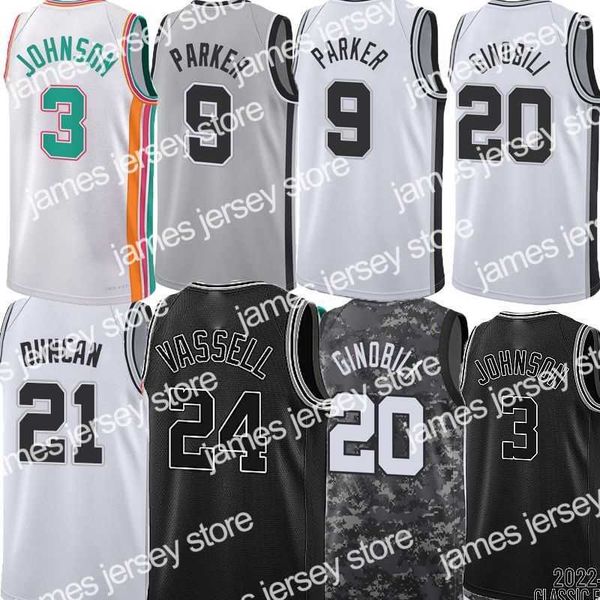 

basketball jerseys tony parker jerseys romeo langford jeremy sochan manu 20 ginobili tim 21 duncan keldon johnson devin vassell men basketba, Black;red