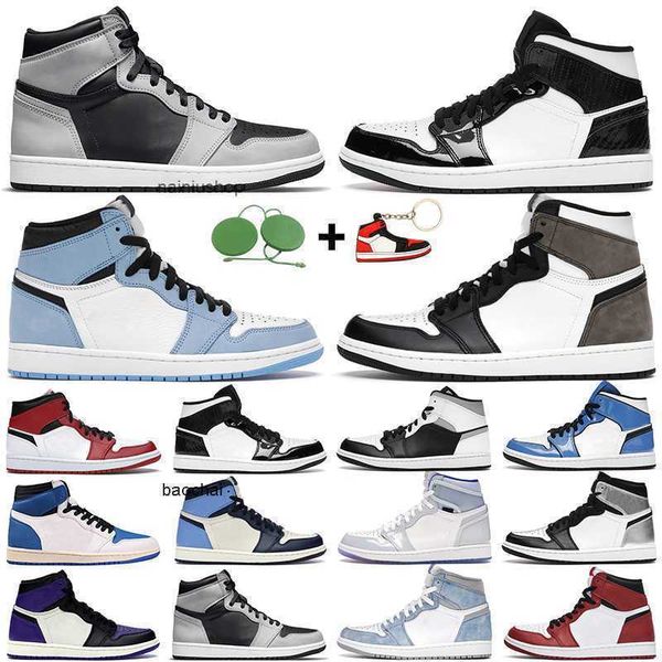 

2023 men women basketball shoes 1s high og 1 electro orange shadow 2.0 hyper royal chicago light smoke grey signal blue mens trainers sport, Black