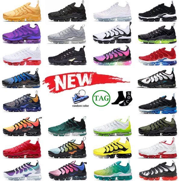 

tn plus running shoes mens womens designer reflective black orange gradients black white sneakers trainers size eur 36-45