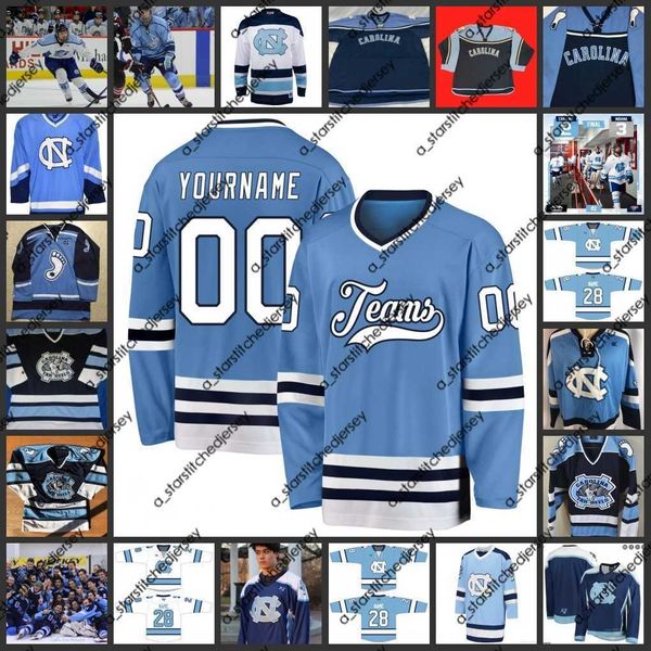 

college hockey wears 2022 ncaa custom unc north carolina tar heels stitched hockey jersey 3 hannah griggs 5 madison orobono 6 kelly smith 8, Black