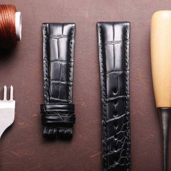 

watch bands crocodile leather replacement watchbands for iwc portugues pilot black alligator grain watch band bracelet strap 20mm 21mm 22mm, Black;brown