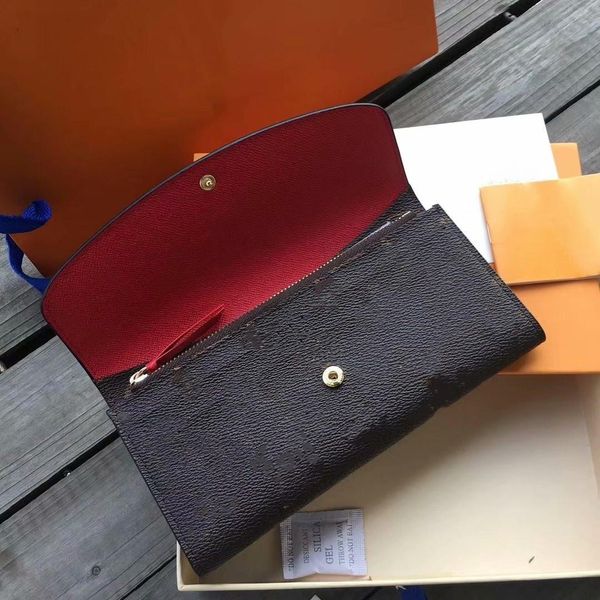 

women long checkbook wallet zipper credit card po holder purses brown mono gram white checkered canvas classic with box gb81 fl290e, Red;black