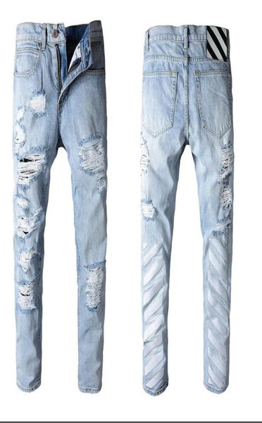 

2020 whole destruction men039s slim jeans straight motorcycle skinny jeans casual pants men039s ripped jeans size 2840 1861398, Blue