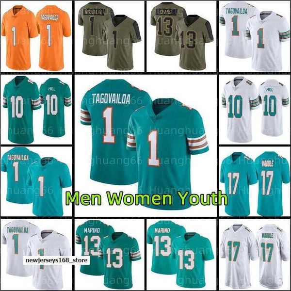 

jersey 1 tua tagovailoa 10 tyreek hill football 17 jaylen waddle 13 dan marino xavien howard jaelan phillips mike gesicki jerome baker will&, Black