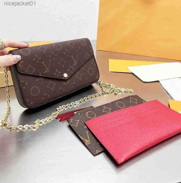 

22ss bag woman shoulder bags fashion handbag 3-piece set purse wallet genuine leather women messenger cross body chain lss lss