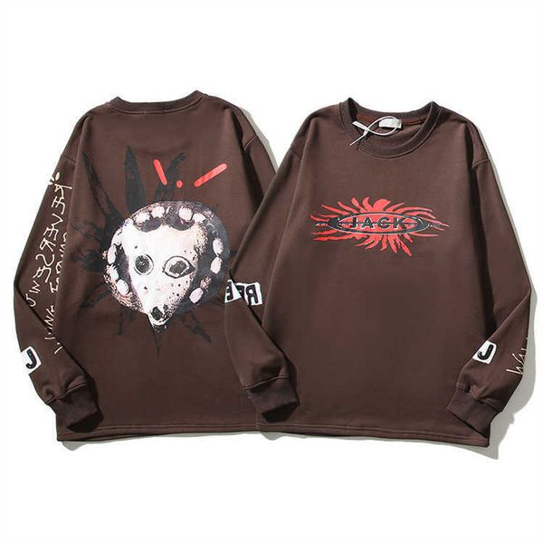 

hoody men hoodie fashion tras outwears sco designer loose high street art relaxed round neck long sleeve t-shirt magq, Black