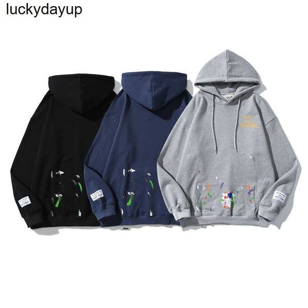 

men's hoodies designer sweatshirts hoodie men's fashion brand galery dept painted splash casual men's women's hoodie, Black