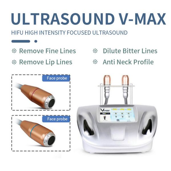 

2023 v-max skin tightening hifu face lifting wrinkle removal super ultrasound with 2 probes vmax beauty machine for sale