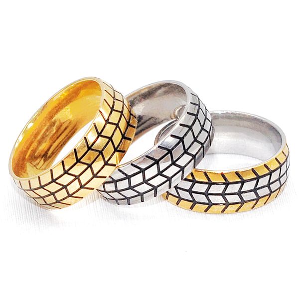 

bulk wholesale 30pcs tire serpentine punk rings for men women silver gold plated metal fashion street stainless steel wedding engagement fin, Golden;silver