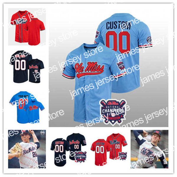 

college baseball wears custom ole miss rebels 2022 champions baseball jerseys jacob gonzalez dylan delucia hayden dunhurst peyton chatagnier, Black