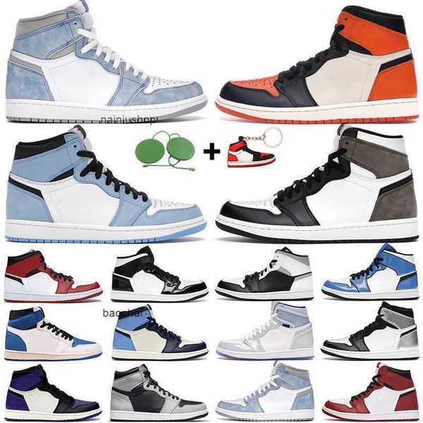 

2023 men women basketball shoes 1s high og 1 electro orange shadow 2.0 hyper royal chicago military blue patent gold toe mens trainers sport, Black