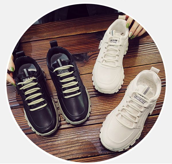 

women's shoes 2022 autumn new breathable high sports shoes student fashion thick soled casual running shoes, Black