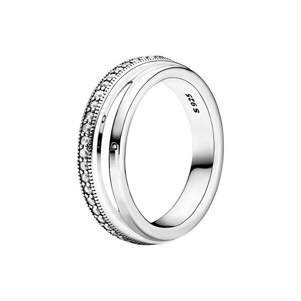 

women mens triple band pave ring real sterling silver with original box for pandora fashion wedding jewelry cz diamond couples girlfriend gi, Slivery;golden