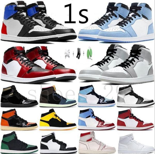 

air jordens 1 1s high help basketball shoes sneaker lost found gorge green starfish bred patent dark mocha grey fog denim silver men women t