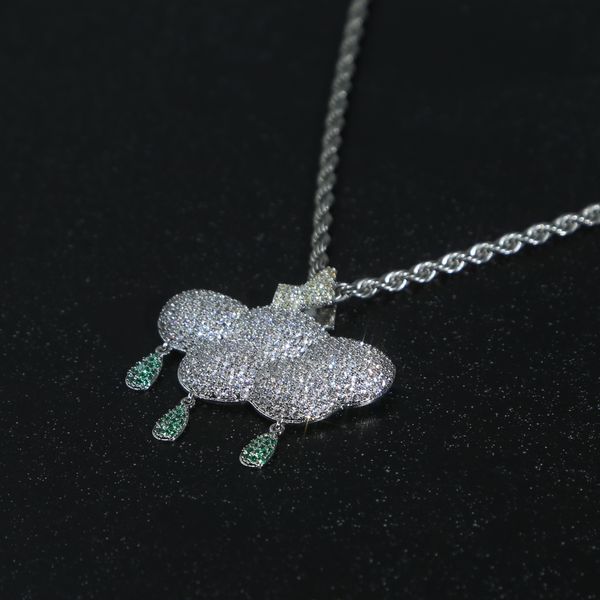 

iced out bling 5a cz cloud pendant necklace charm micro pave full cubic zironica stone hip hop fashion cool letter jewelry mens, Silver