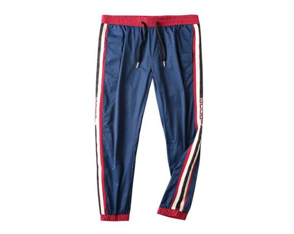 

2021 mens breathable jogger pants new drawstring sports track pants men street fashion side stripe designer joggers casual trouser5214466, Black