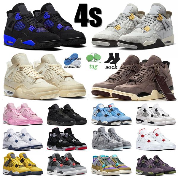 

designer 4s high basketball shoes offs white sail jordens 4 sneakers retro blue thunder pn dust violet ore black cat infrared travis scotts