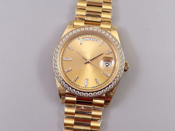 

with original box mens watch 41mm size ref.228235 daydate automatic mechanical movement 18k gold stainless steel sapphire glass high-quality, Slivery;brown