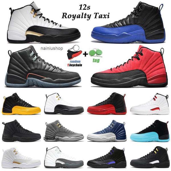 

2023 12s royalty taxi basketball shoes 12 jumpman utility twist reverse flu game dark concord playoffs wolf grey gym red mens trainers sport, Black