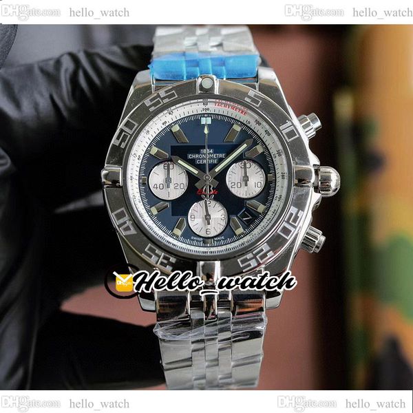 

b01 chronomat ab0110121c1a1 quartz chronograph mens watch blue dial markers stick satch stainless steel bracelet 44mm gents new watches c139, Slivery;brown