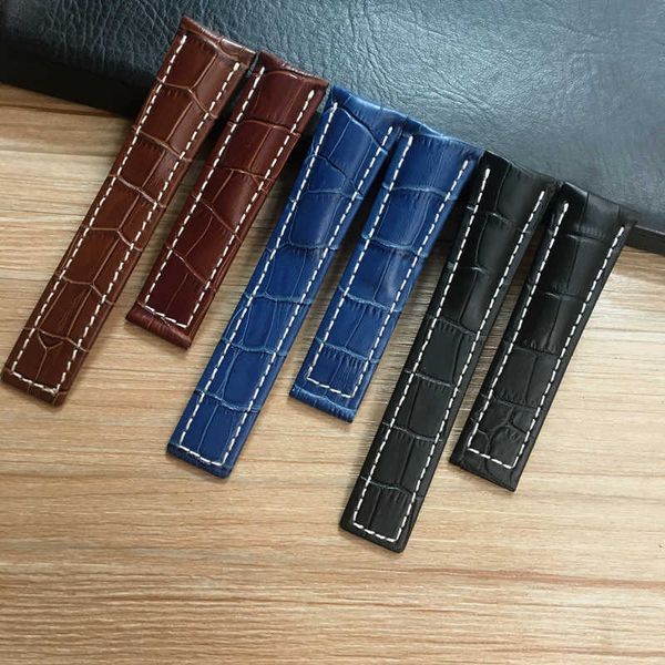 

watch bands 22mm 24mm black brown blue genuine leather watchband wristband for breitling watch strap avenger belt navitimer bracelet t221213