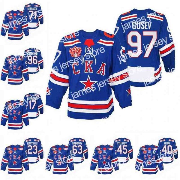 

college hockey wears nik1 17 ilya kovalchuk ska saint petersburg 75th anniversary jersey nikita gusev joonas kemppainen lars johansson anton, Black