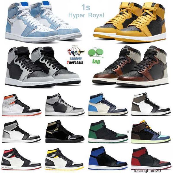 

2023 wholesale 1s high og basketball shoes for men women 1 hyper royal university blue electro orange shadow 2.0 gym red mens trainers sport, Black