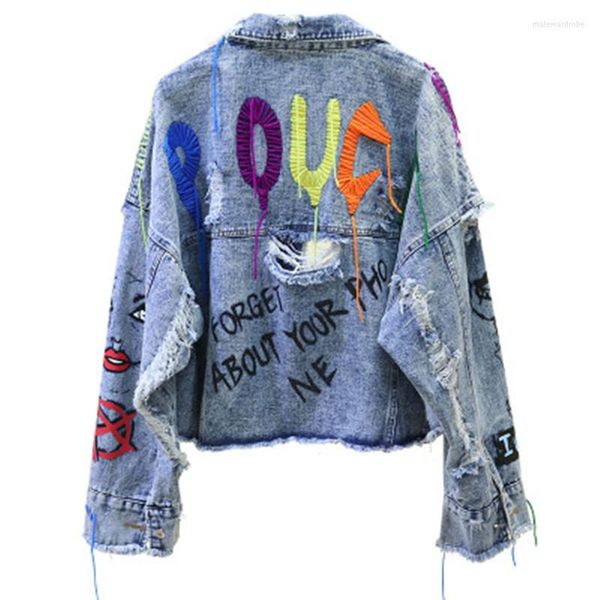 

women's jackets women's outerwear blue denim jacket coat spring jean women coats female graffiti rivet short chaqueta, Black;brown