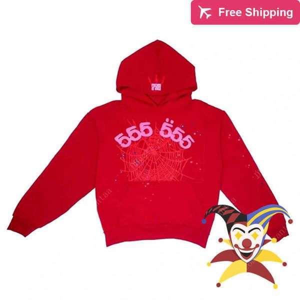 

2023ss puff print sp5der angel hoodie men women 1 1 red spider web sweatshirts pullover, Black