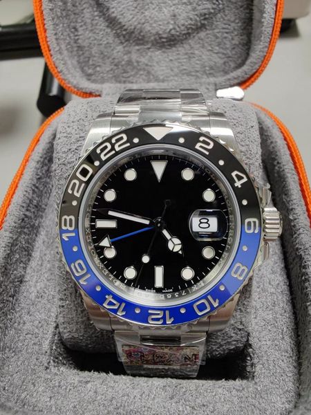 

clean m126710 luxury watch greenwich ii inter circle gmt black and blue circle 40mm 3285 mechanical movement 904l steel 72-hour kinetic ener, Slivery;brown