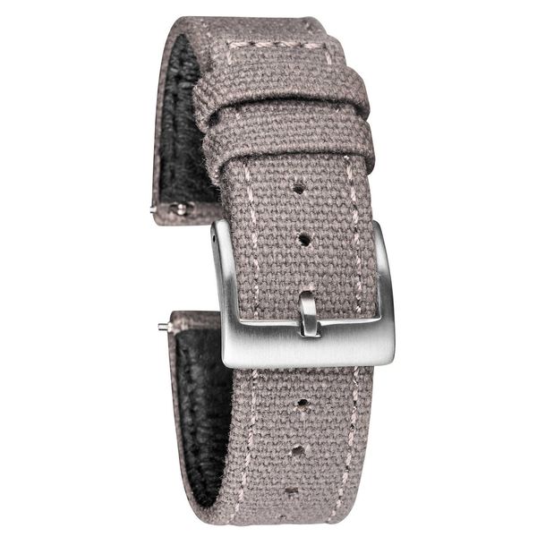 

watch bands hemsut canvas watch bands quick release grey two pieces fabric watch straps heavy duty buckle 18mm 20mm 22mm t221213, Black;brown