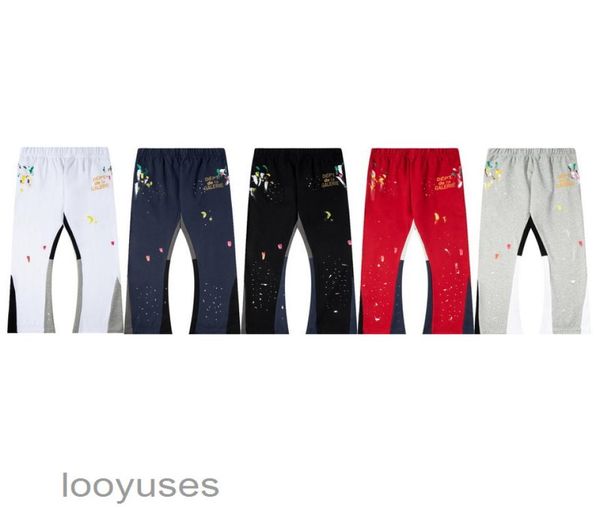 

fall designer jeans shorts gallerydepts speckled color matching micro flare pants american street fashion brand guard6148603, Black