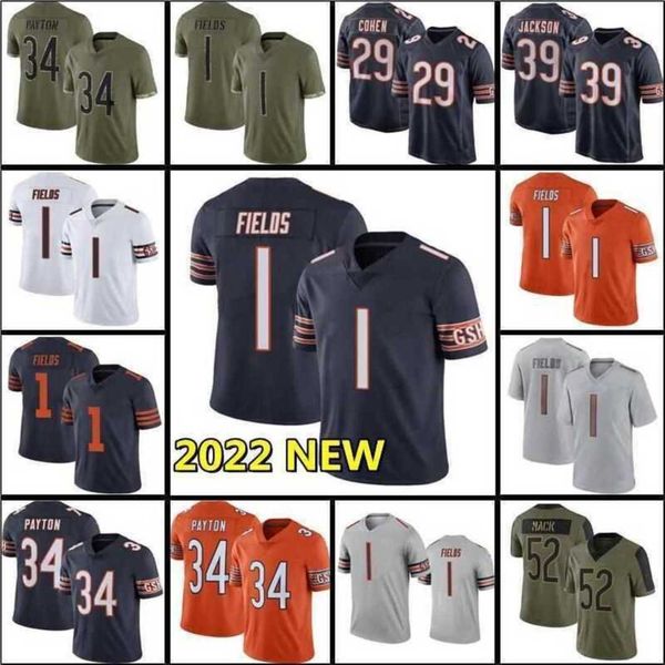 

custom football jerseys bears''1 justin fields 44 matthew adams 58 roquan smith 11 darnell mooney 32 david montgomery 33 jaylon jo, Black;red