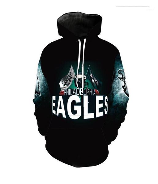 

cloudstyle new fashion eagle hoodies men thin 3d sweatshirts with hat print euramerican funny hooded hoodies plus size 5xl19890106, Black