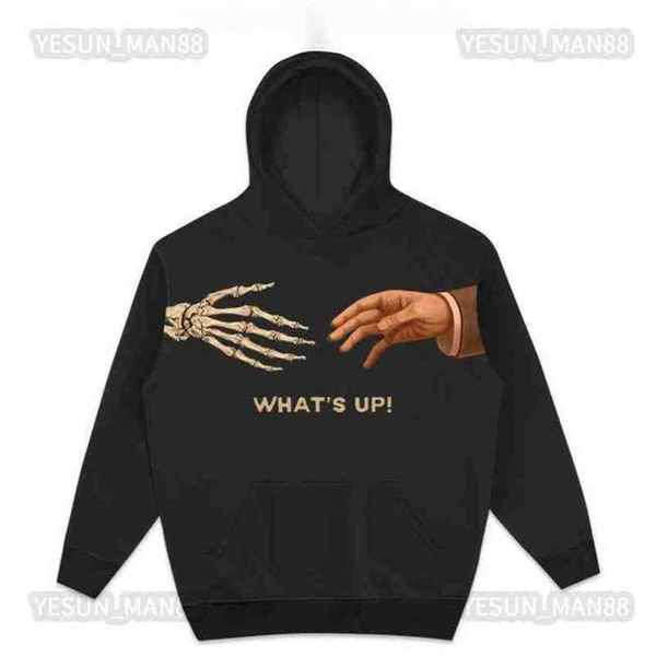 

designer kanyes classic wests luxury hoodie fashion retro gods hand printed mens and womens loose coat pullover sweater hooded 2022, Black