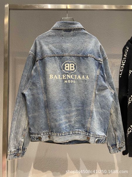 

coat jacket men women ball len 22fw fashion designer luxury 22ss high back letter embroidered wash jeans men hip hop leisure casual c arxt, Black;brown
