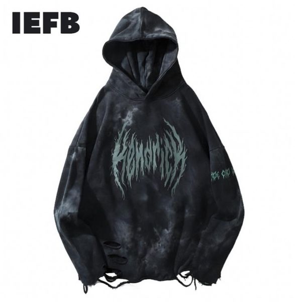 

iefb hip hop destroyed ripped hooded sweatshirt hoodies streetwear oversize casual men women fashion pullover hoodie 9y366 27127642, Black
