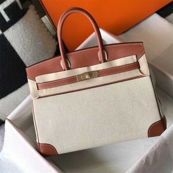 

birkins designer handbag original swift leather color matching canvas bag large capacity advanced in bill of lading shoulder zc