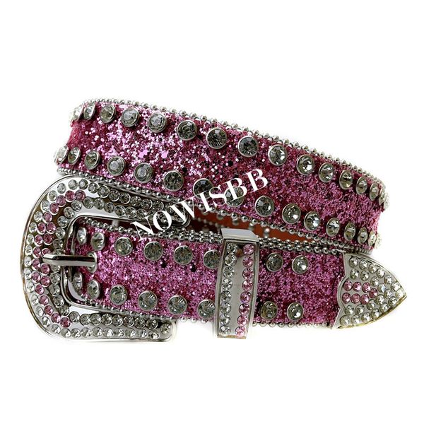 

pink leather strap rhinestones belts for women luxury designer brand western cowgirl cowboy diamond bling y2k jeans belt, Black;brown