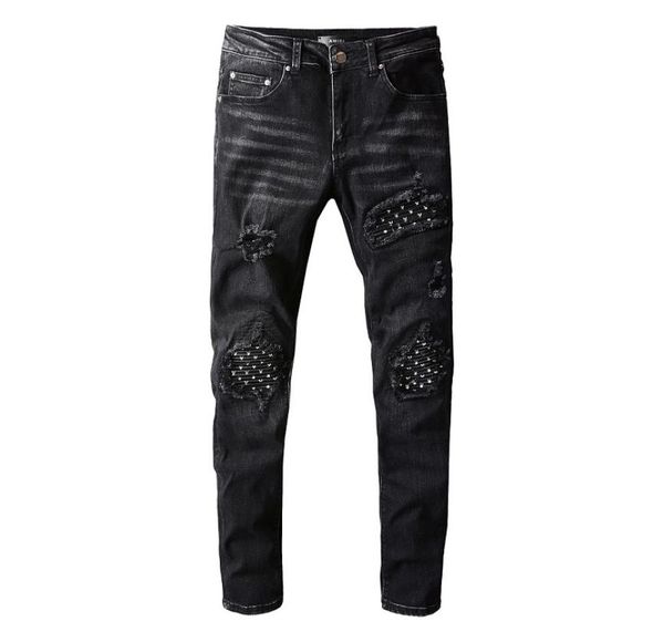 

20ss mens designer jeans distressed ripped biker slim fit motorcycle denim for men s fashion jean mans pants pour homm3260399, Blue
