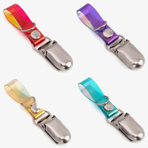 

laser clip keychain leather lanyard transparent luggage tag holder wholesale, Silver