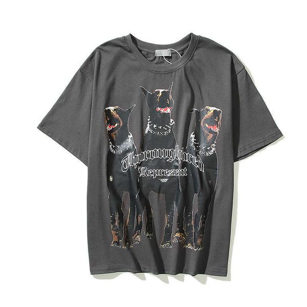 

t-shirt men tee fashion tras outwears sco designer loose high street 2022 men's women's dog head short sleeve, White;black
