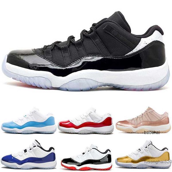 

2023 new men low basketball shoes 11s bred concord infrared university blue varsity red rose gold closing ceremony navy gum sports trainers, Black