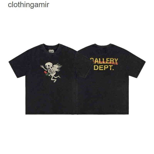 

2022 t shirts designer tshirt gallerydept vintage wash vintage trend loose print men's women's short sleeve brrk, White;black
