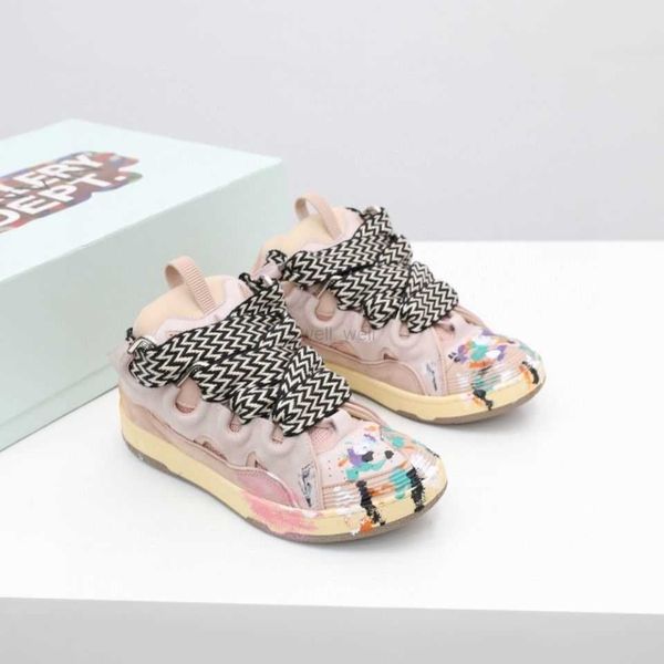 

designer dress shoes fashion brand lanvins curb painted low sneakers men women thick soles catwalk stitching embossed leather rubber platfor, Black